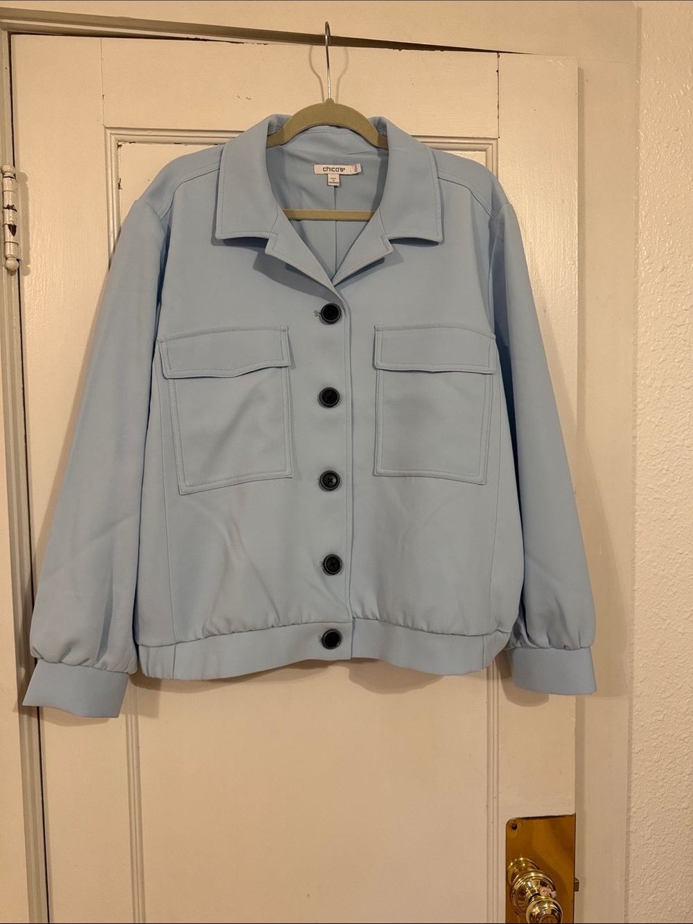 Chico's Pale Blue Utility Jacket with Front Pockets